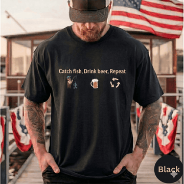 "Catch, Drink, Repeat" Embroidered Tee
