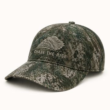 Grayling Fishing - Chase The Rise Embroidered Baseball Cap - Distressed River Camo Version 3