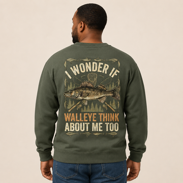I wonder if walleye think about me too - funny fishing Unisex Hoodie, sweatshirt