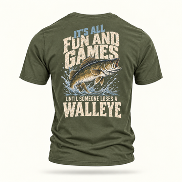 It’s All Fun and Games Walleye Fishing Shirt – Funny American Angler T-Shirt, Hoodie and Long sleeves