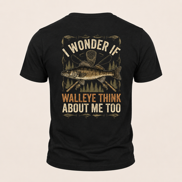 I wonder if walleye think about me too - funny fishing T shirt