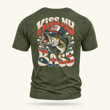 Kiss My Bass Patriotic Fishing Shirt – Vintage American Flag Largemouth Bass T-Shirt, hoodie and long sleeves