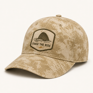 Grayling Fishing - Chase The Rise Embroidered Baseball Cap - Sandstone River Camo V2
