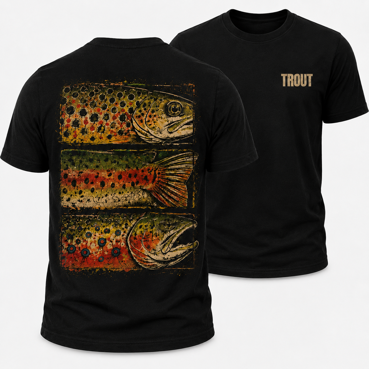 Wild Trout Patterns Vintage Fishing T-Shirt – Distressed Angler Tee

