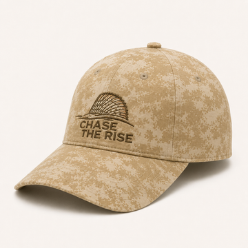 Grayling Fishing - Chase The Rise Embroidered Baseball Cap - Sandstone River Camo V1